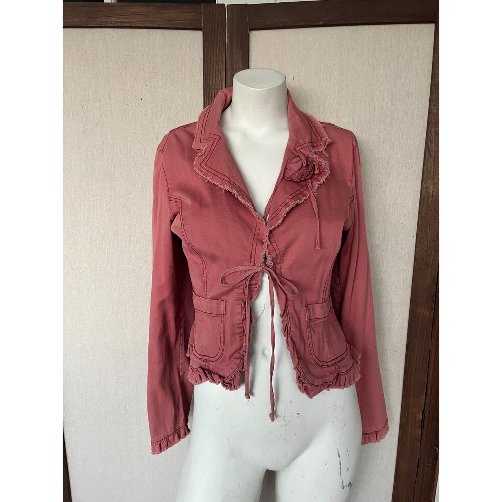 Paris Blues Y2K Rose Pink Ruffle Utility Jacket